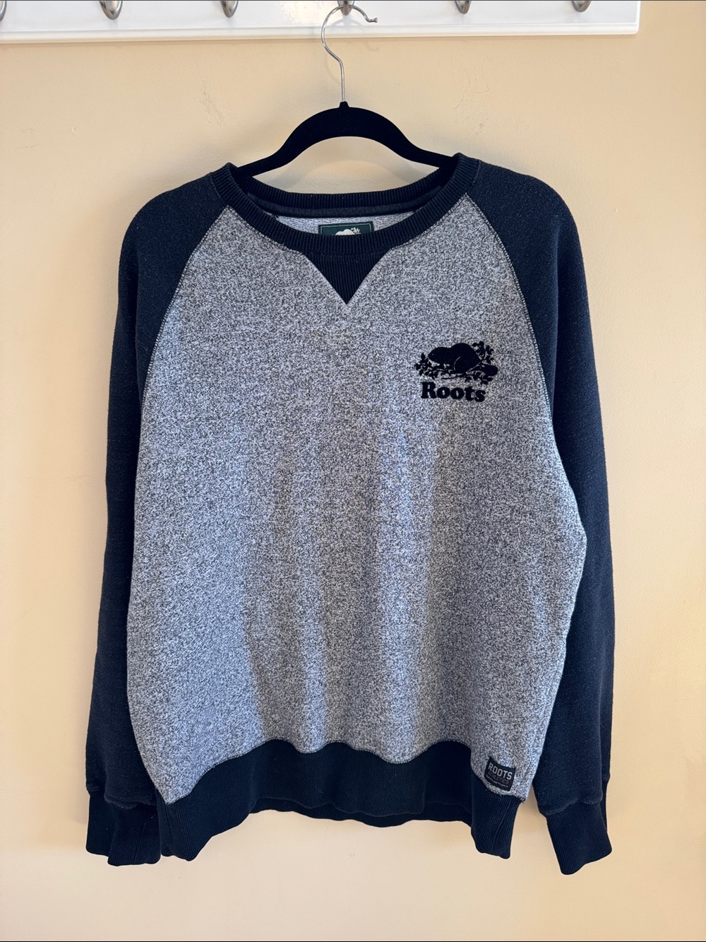 Roots Two-Tone Grey & Black Crewneck Sweatshirt